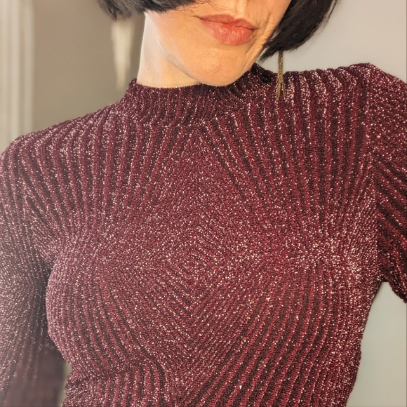Plum Sparkle Holiday Party Dress - Picture 4 of 6